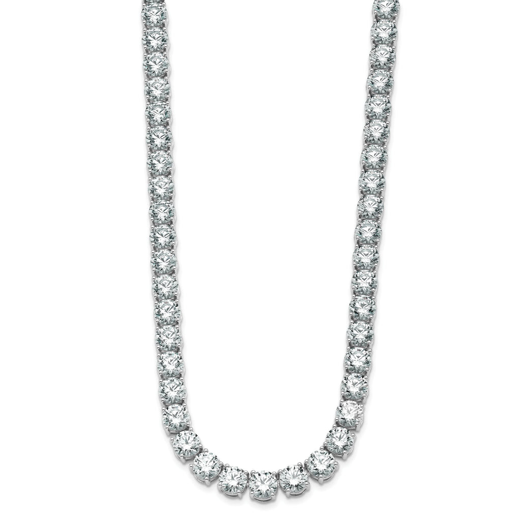 14k White Gold 83 carat Lab Grown Diamond VS/SI+ G+ Complete Round 22 inch Straight Tennis Necklace