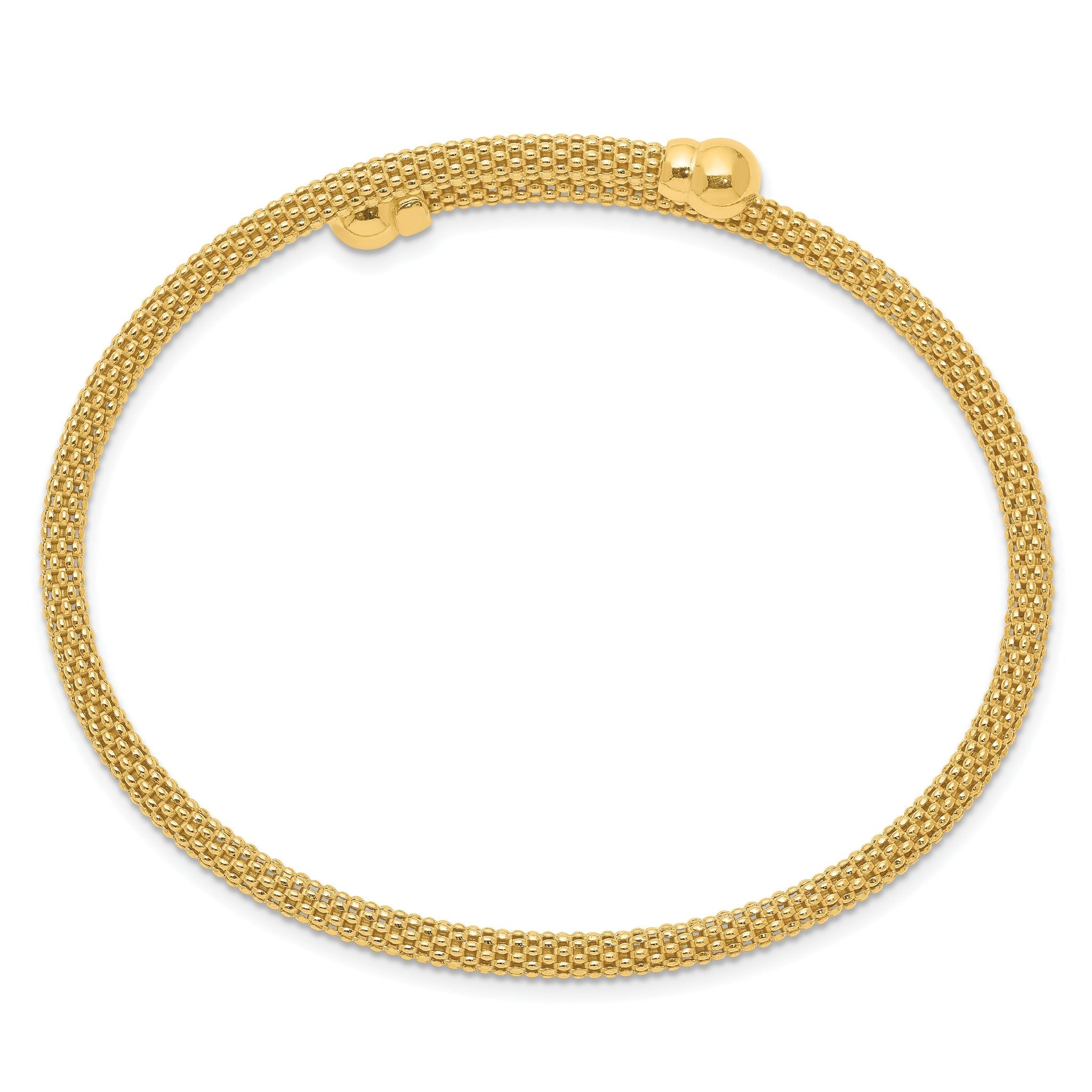 Sterling Silver Gold-tone Textured Flexible Bangle Secondary image