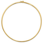 14k Polished 3mm Lightweight 16 inch Domed Omega Necklace
