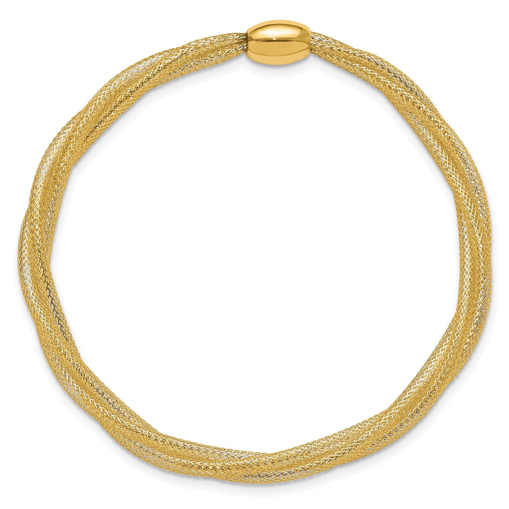 14K Mesh Twist Slip-on Stretch Bracelet