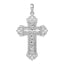 De-Ani Sterling Silver Rhodium-Plated Diamond-Cut Filigree Fleur de Lis Cross Pendant