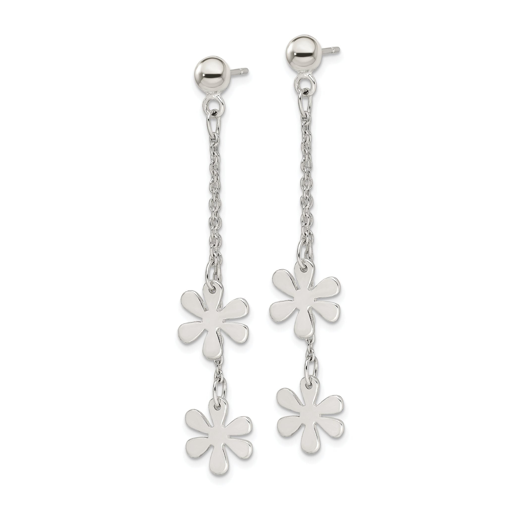 Sterling Silver Flower Dangle Post Earring Secondary image