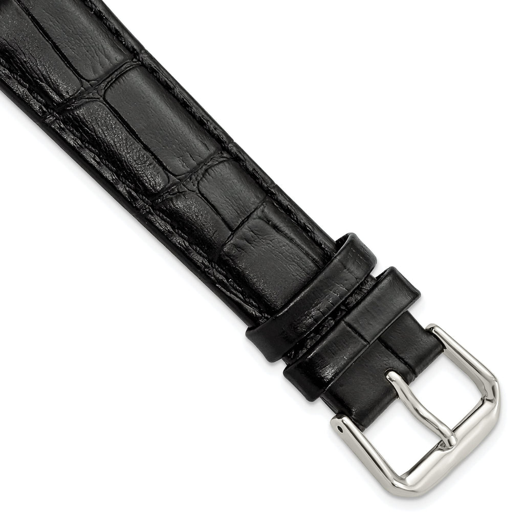 Alligator-Grain Leather Watch Band, Black Matte, 19mm