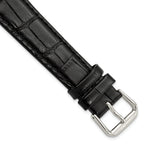 Alligator-Grain Leather Watch Band, Black Matte, 19mm