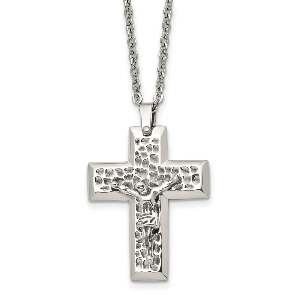 Sophia Jewelers Unisex Stainless Steel Crucifix Pendant Necklace 20 Gift Ready