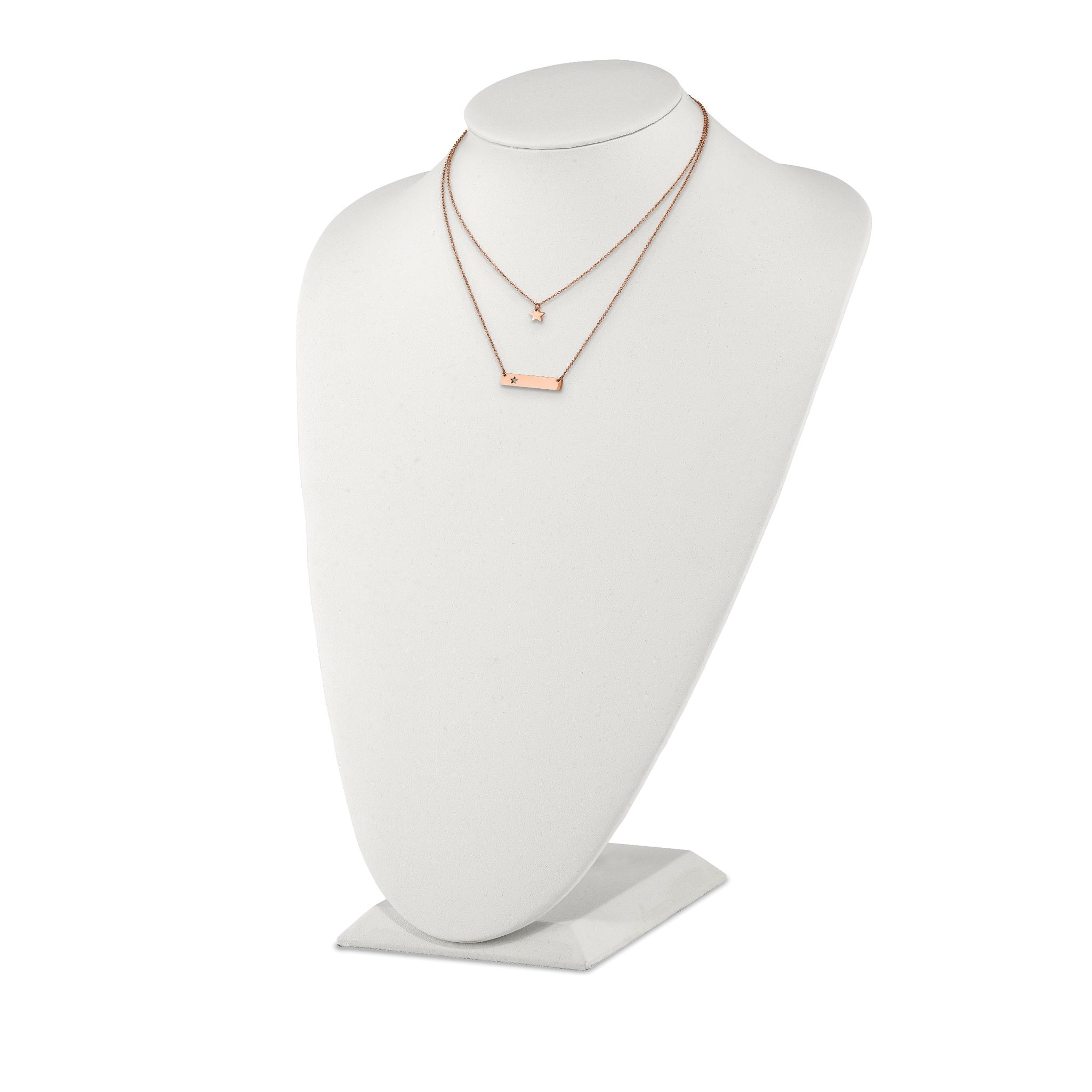 Chisel Stainless Steel Polished Rose IP-plated Star and Bar Multi Strand 15.5 inch Cable chain with a 1.5 inch Extension Necklace Secondary image
