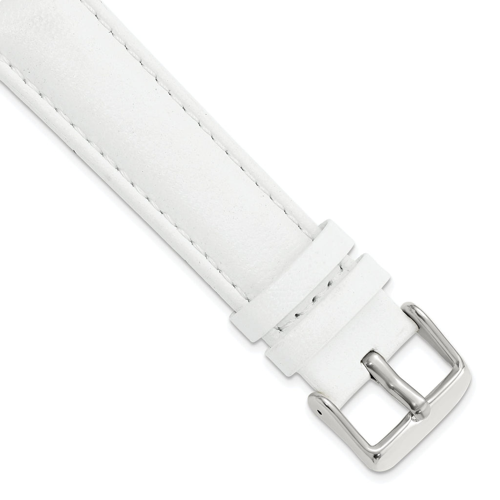White Leather Watch Band with Panerai-Style Buckle, 18mm