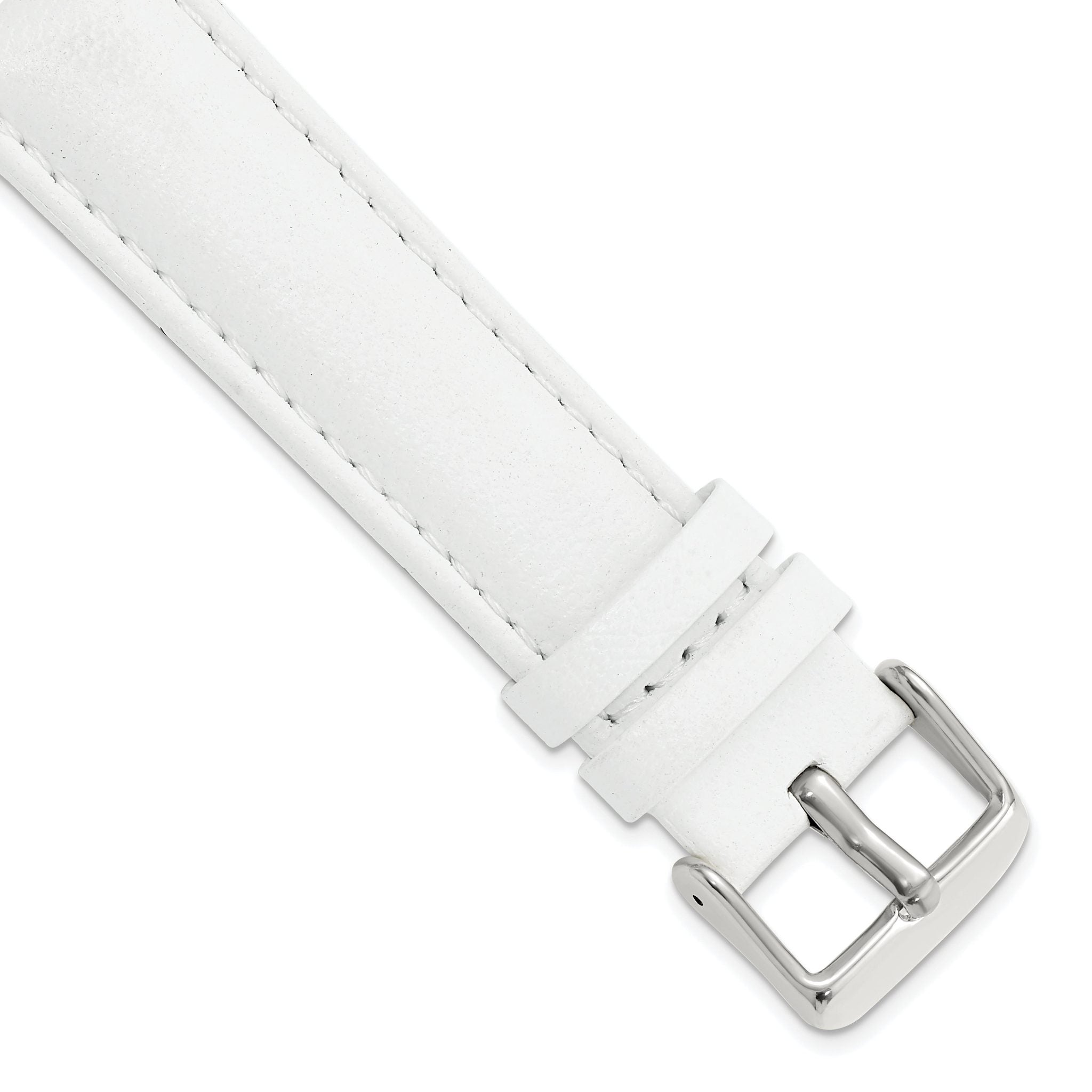 White Leather Watch Band with Panerai-Style Buckle, 18mm