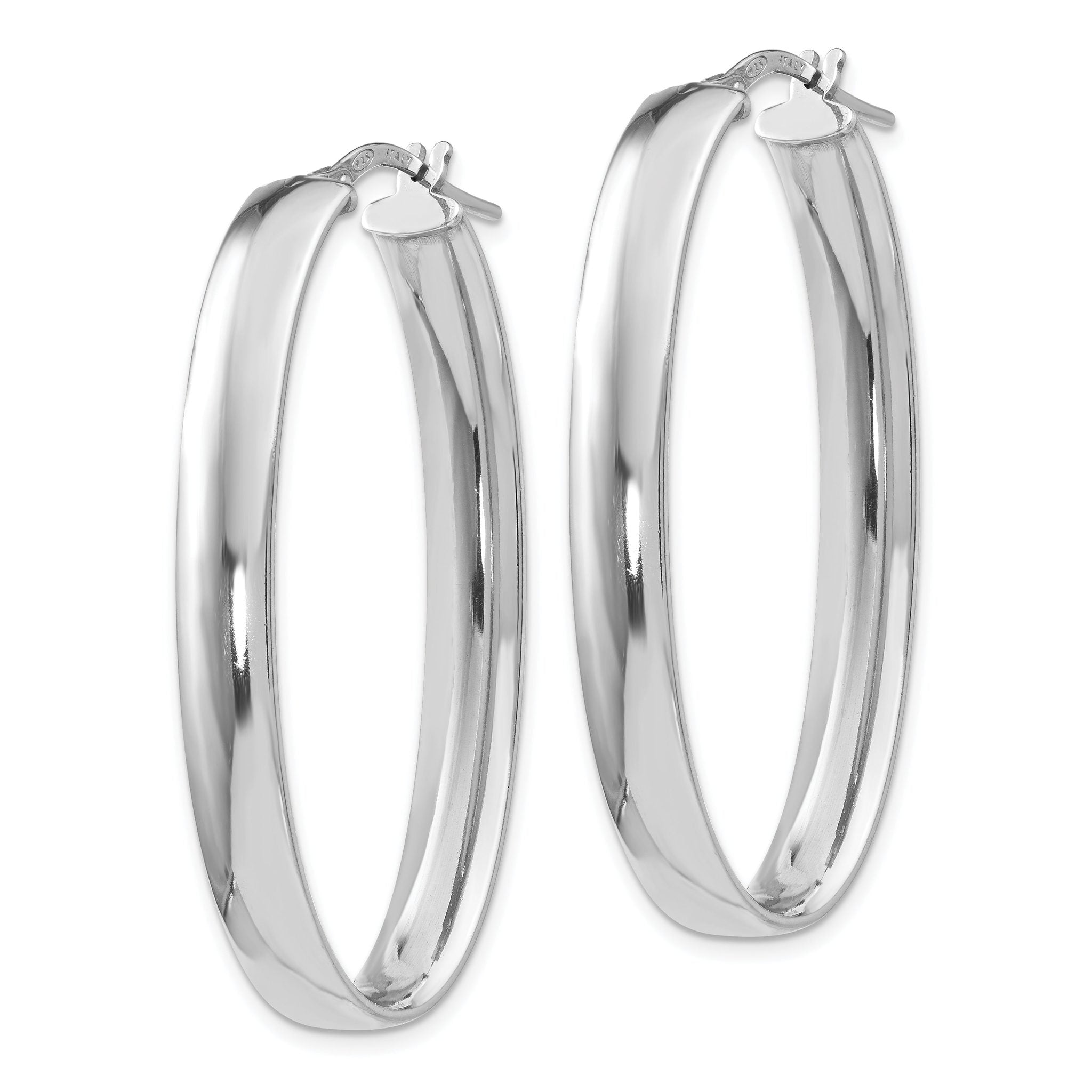 Sophia Jewelers Sterling Silver Oval Hoop Earrings with Rhodium Finish Secondary image