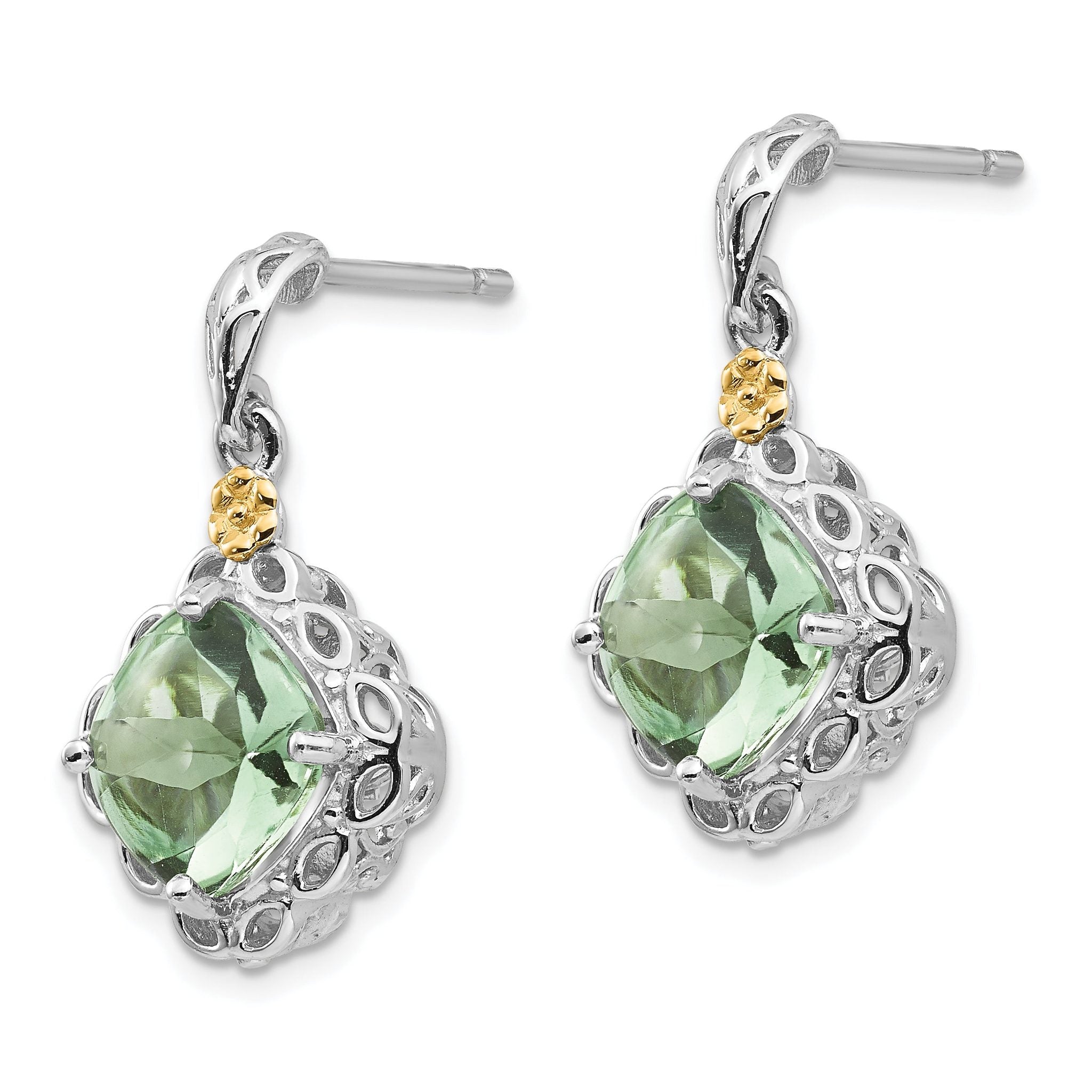 Sophia Jewelers Prasiolite Sterling Silver Gold Accent Dangle Earrings Secondary image