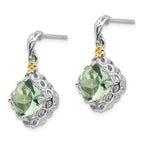 Sophia Jewelers Prasiolite Sterling Silver Gold Accent Dangle Earrings