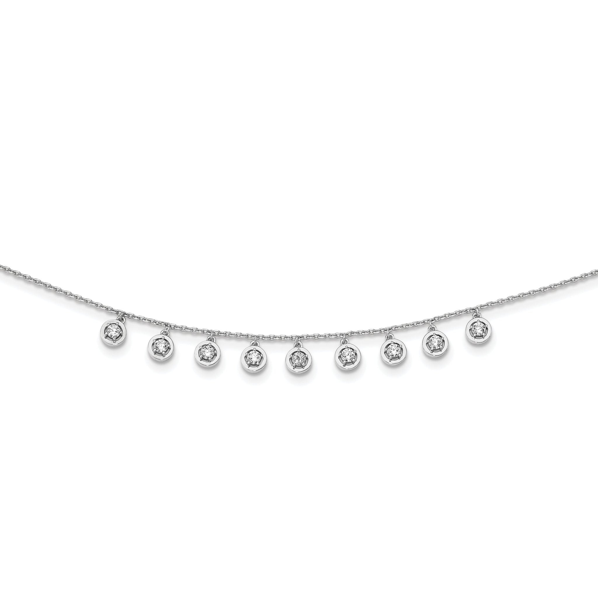 Sterling Silver CZ Necklace with Rhodium Finish Unisex Elegance Main image