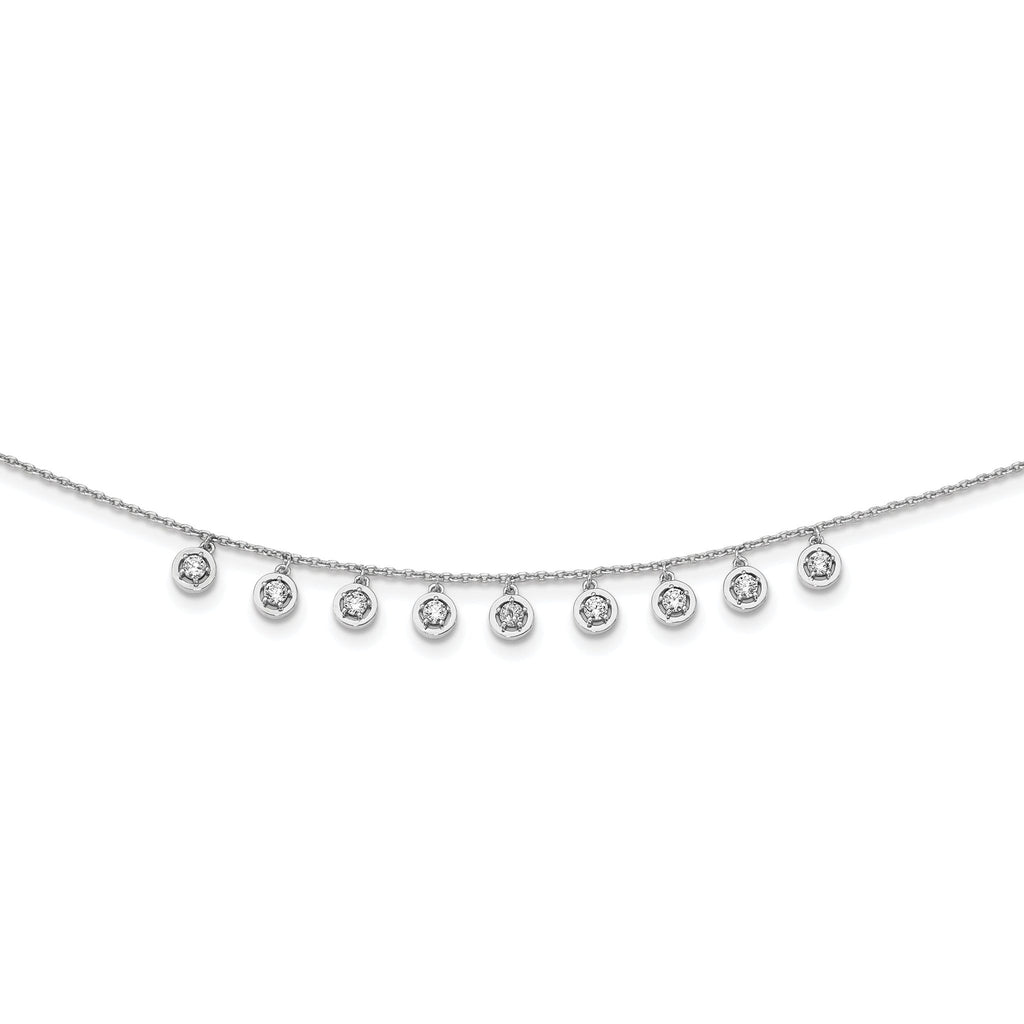 Sterling Silver CZ Necklace with Rhodium Finish Unisex Elegance