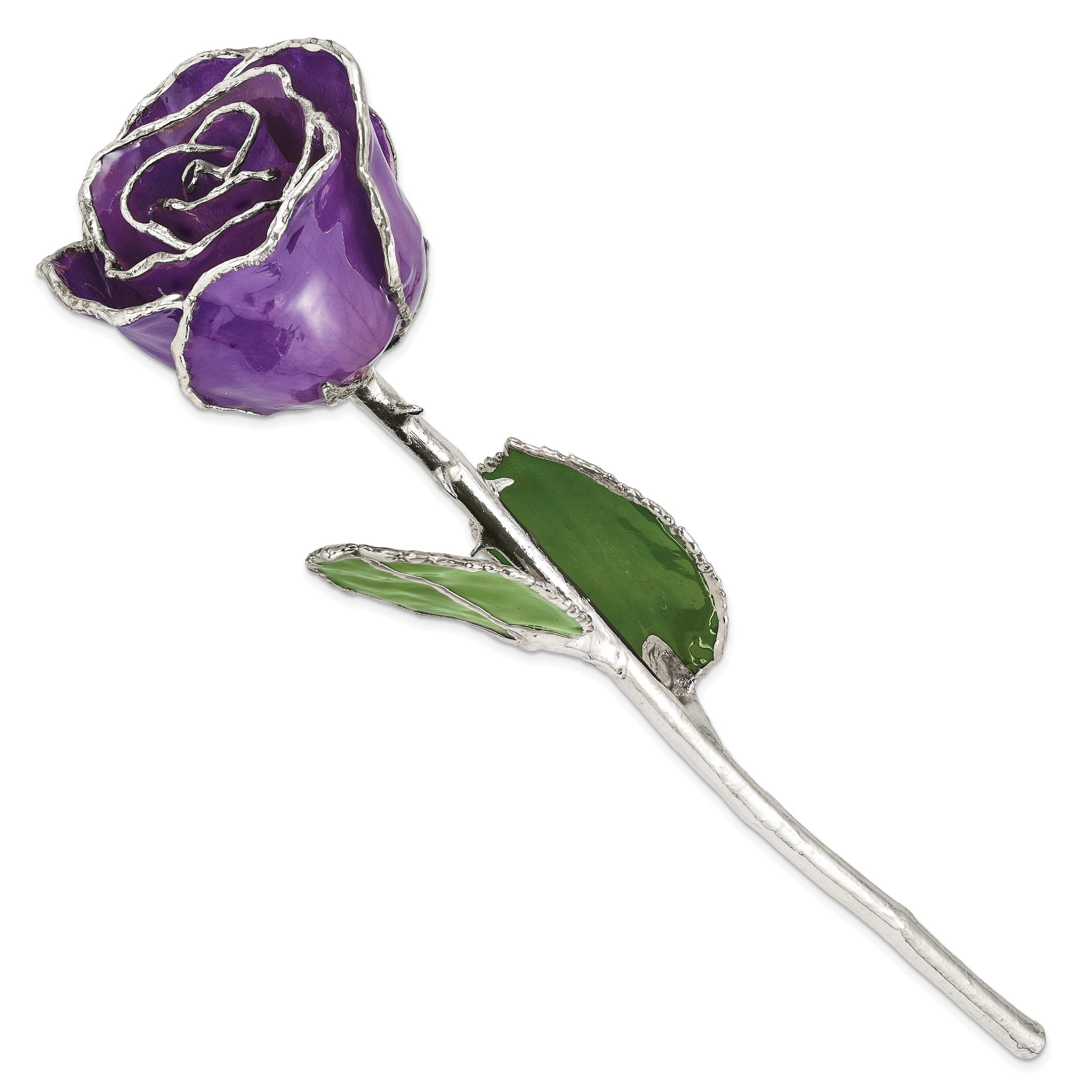 Lilac Lacquer Dipped Silver Trimmed Real Rose Secondary image