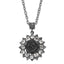 1928 Silver-tone Crystal & Black Enamel Flower 16in With 3in ext Necklace