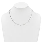 14k White Gold Complete 1/5 carat Bezel-set Diamond and Cable Chain 13-Station 16 inch Necklace