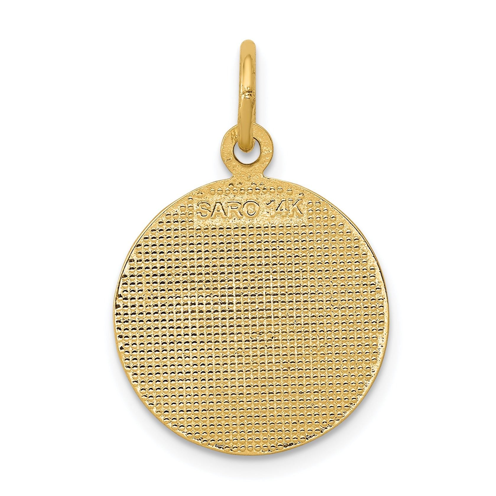 14K Yellow Gold Polished and Satin COMMUNION Round Disc Charm