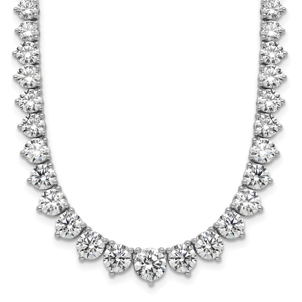 14k White Gold 26 3/4 carat Lab Grown Diamond VS/SI+ G+ Complete Round 18 inch Graduated Tennis Necklace