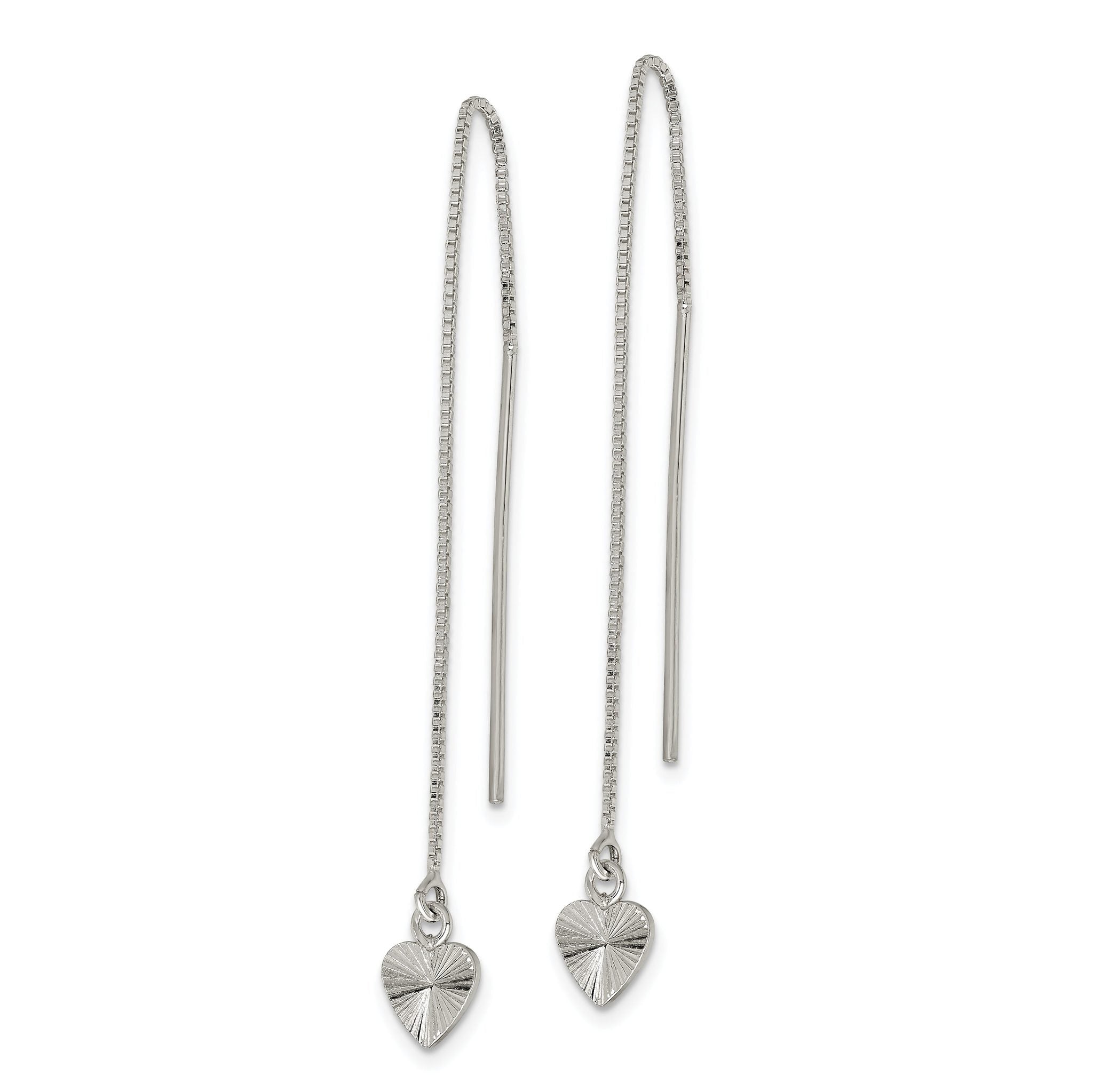 Sophia Jewelers Sterling Silver Diamond-Cut Dangle Heart Earrings with Polished Finish Secondary image