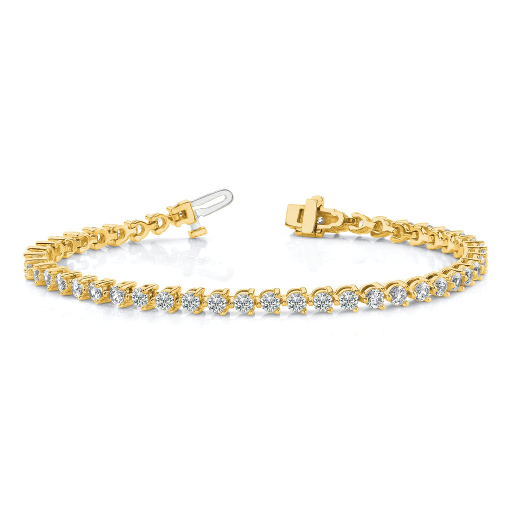 14k Holds 8.5 carat 37-3.9mm Round Diamond 3-prong 7 inch Tennis Bracelet Mounting (No Stone Included)