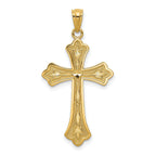 14K Gold Diamond-Cut Cross Pendant with Solid Casted Design