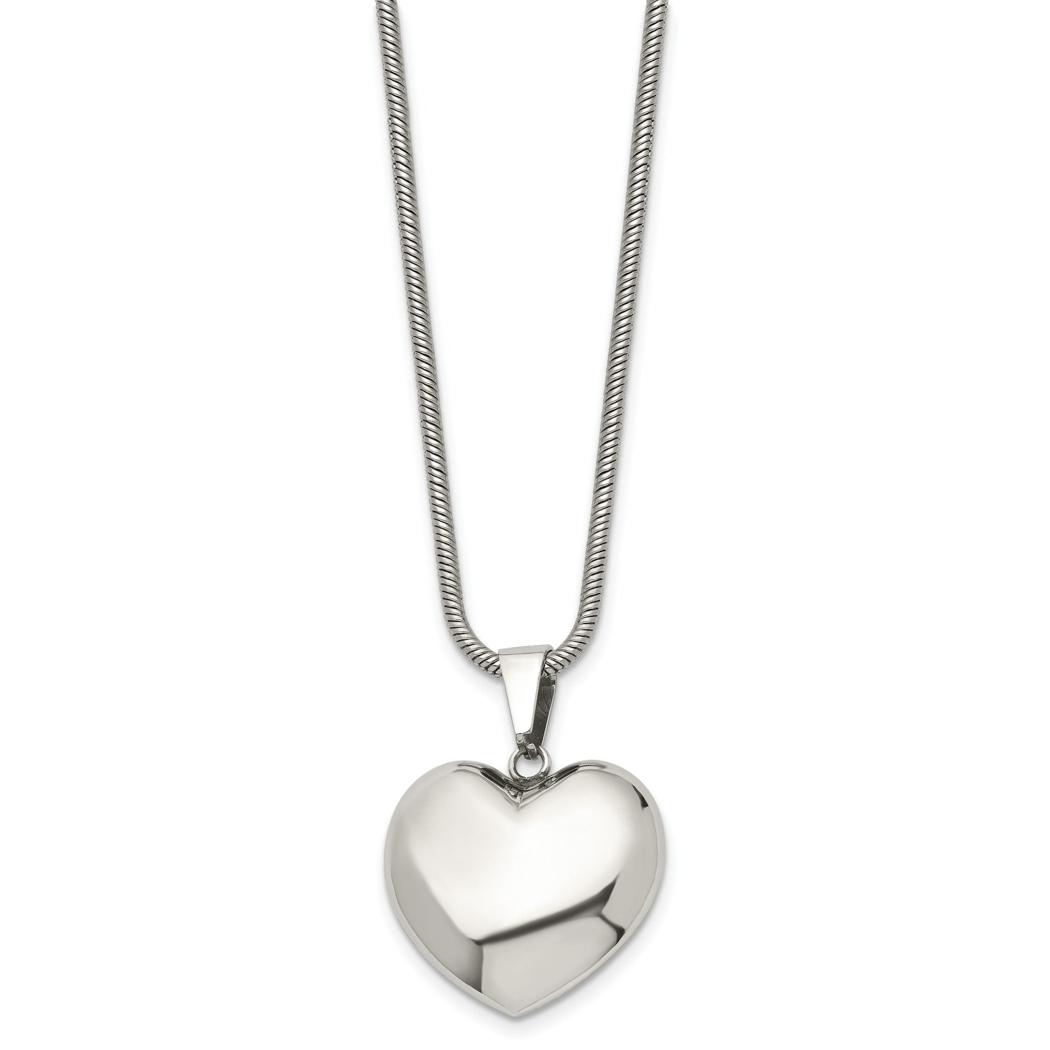 Stainless Steel Polished Heart Pendant Necklace for Women 20in