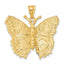 14K Gold Butterfly Charm with Polished Textured Finish  Elegant and Solid Design