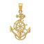 14K Gold Men's Anchor and Wheel Pendant with Solid Cast Design