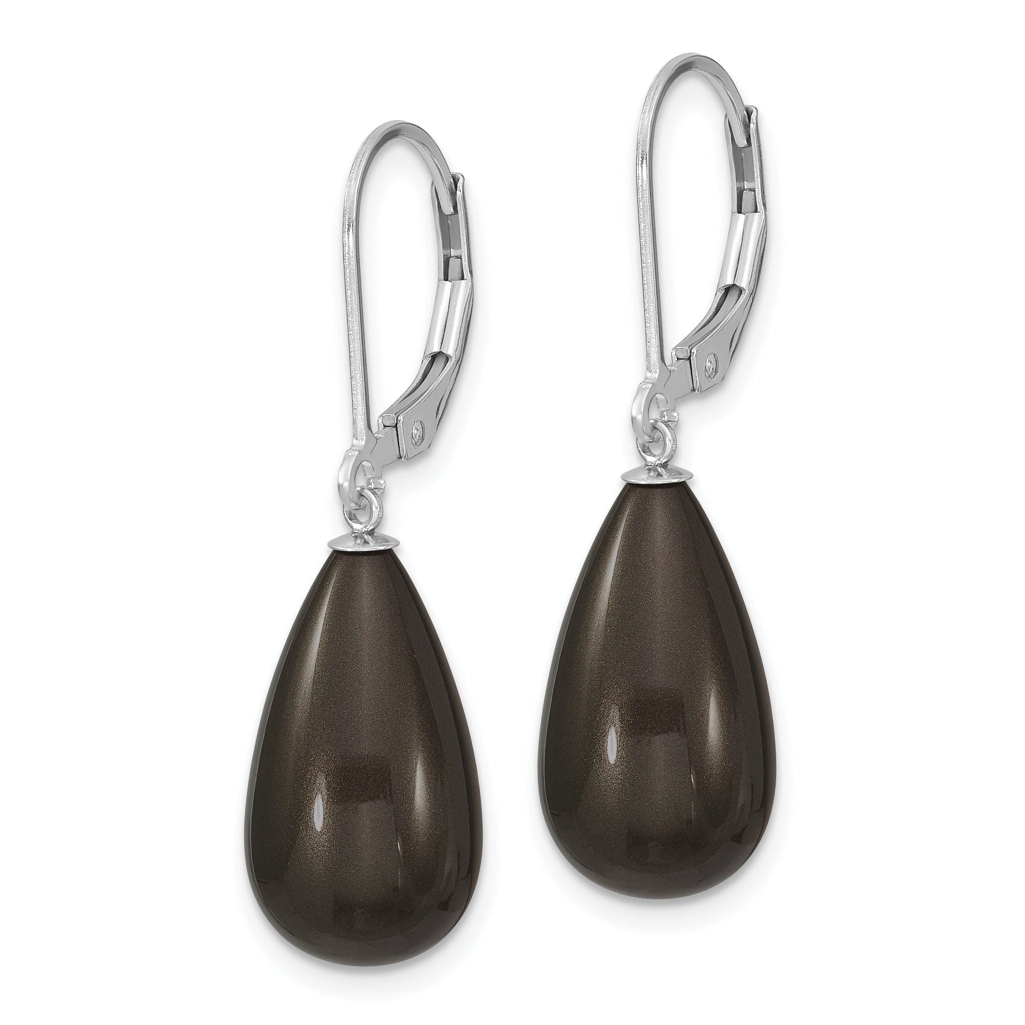 Majestik Rhodium-Plated Sterling Silver Teardrop Shell Pearl Earrings Secondary image