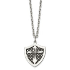 Moveable Shield Pendant Necklace in Stainless Steel