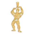 14K Gold Polished Weightlifter Pendant for Men  Bold & Athletic Design