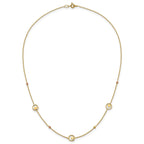 14k Polished Stars in Circle with Diamond-cut Beads 7-Station 16.75 inch Necklace