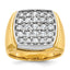 14k Two-tone Men's Polished and Satin 1 5/8 Carat AA Quality Diamond Cluster Ring