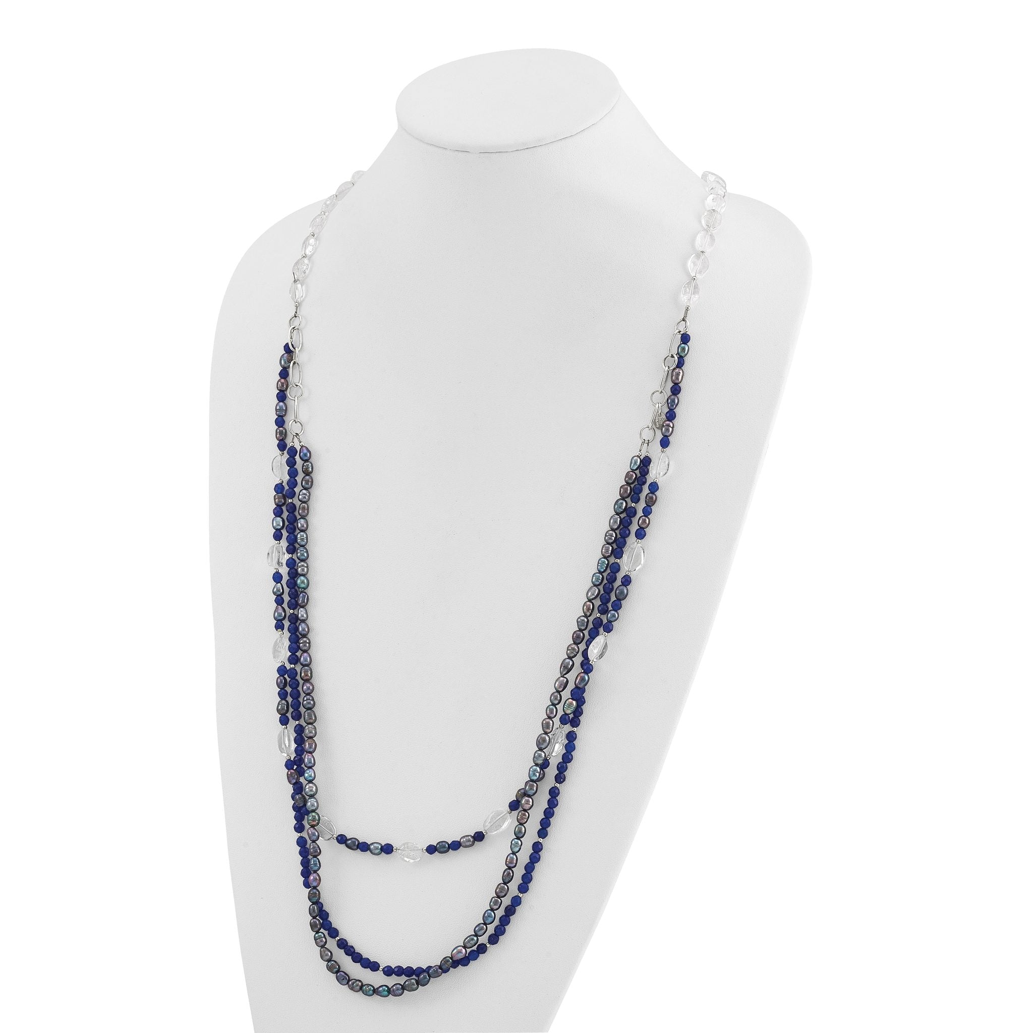 Sterling Silver FWC Pearl/Quartz Adjustable 17in or 40in Necklace