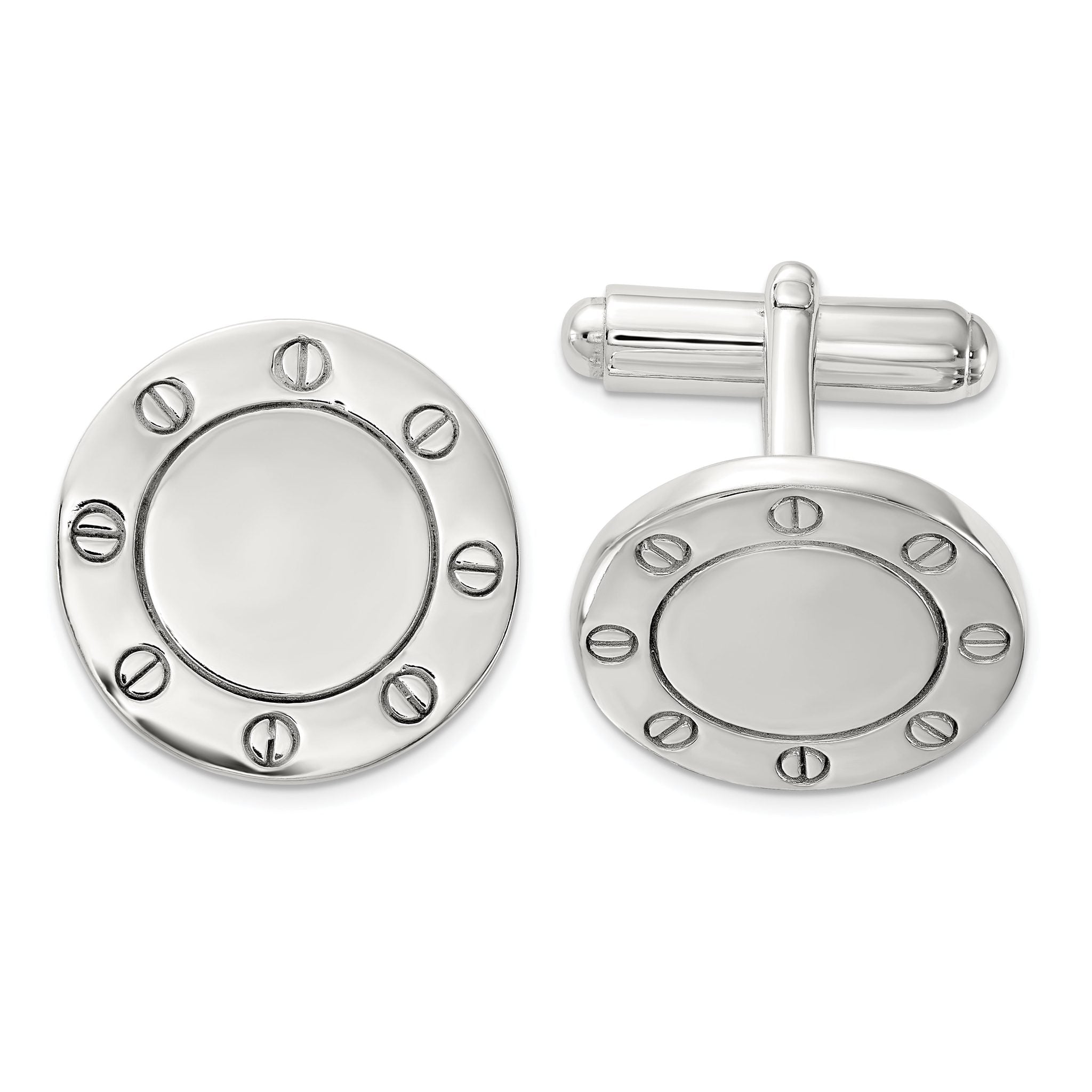 Polished Sterling Silver Circle Cuff Links