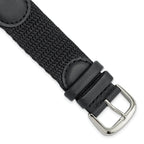 Army-Style Watch Band in Black Nylon & Leather, 16mm