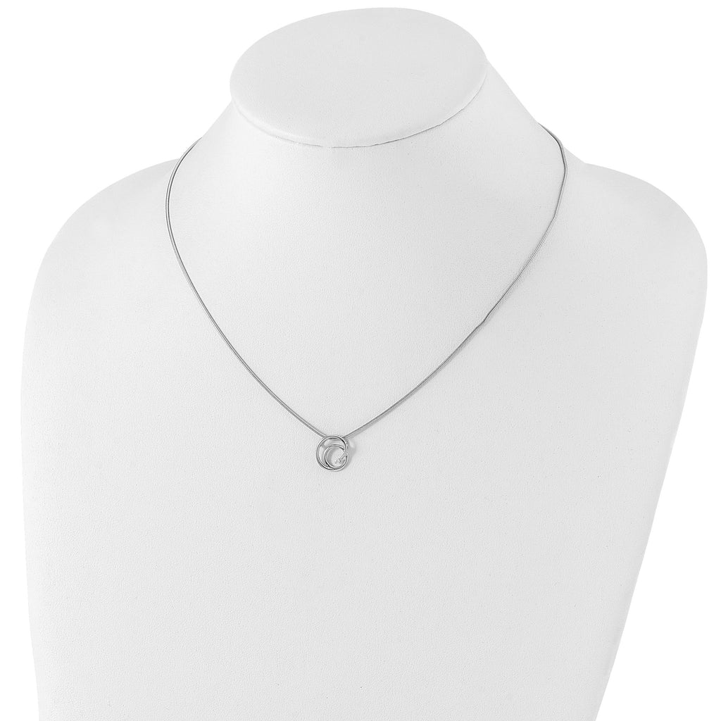 Sophia Jewelers Sterling Silver Diamond Swirl Necklace with Rhodium Finish