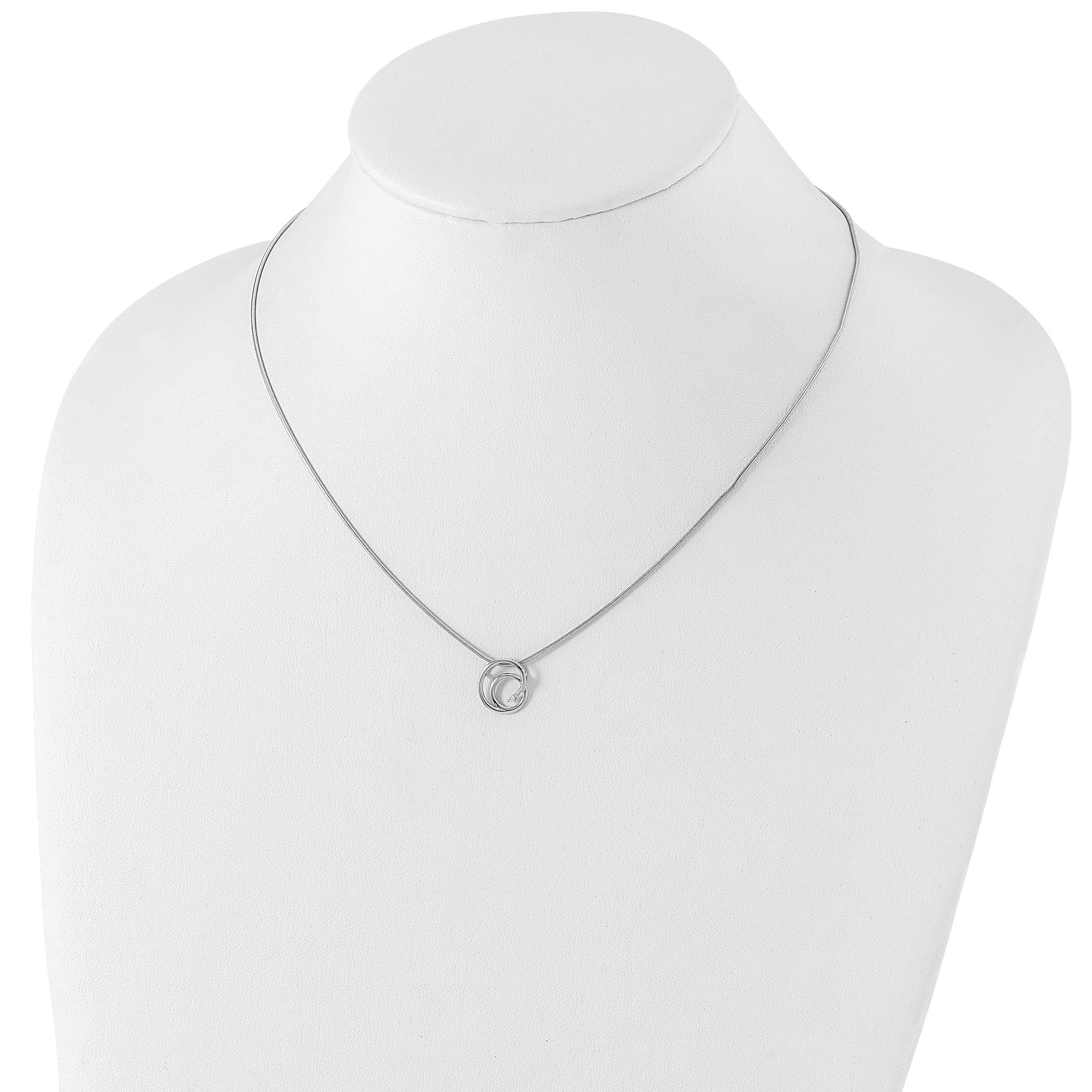 Sophia Jewelers Sterling Silver Diamond Swirl Necklace with Rhodium Finish