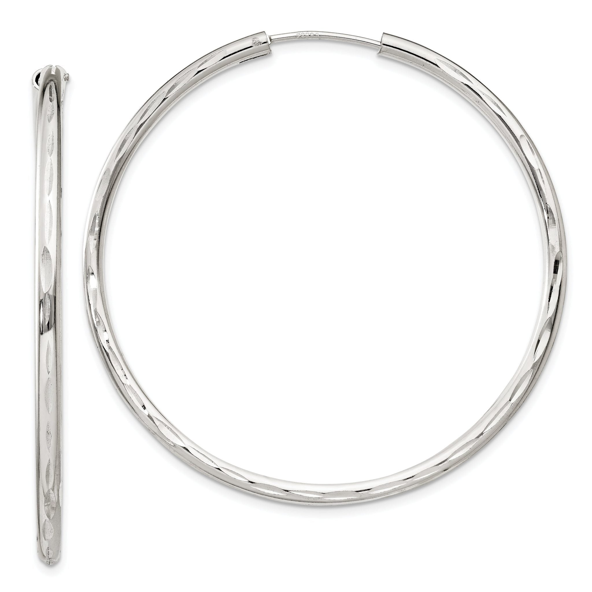 Sterling Silver D/C 2.5x50mm Endless Hoop Earrings Main image