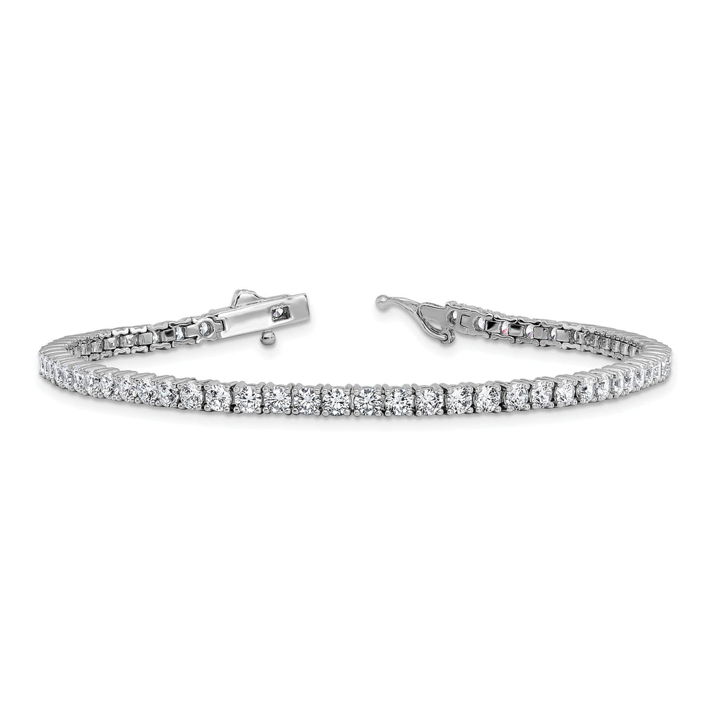 Sterling Shimmer Sterling Silver Rhodium-plated 3mm CZ 55 Stone 7 inch Bracelet