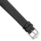 Smooth Flat Leather Watch Band in Black with Silver-Tone Buckle, 20mm