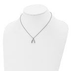 Wishbone CZ Necklace in Stainless Steel