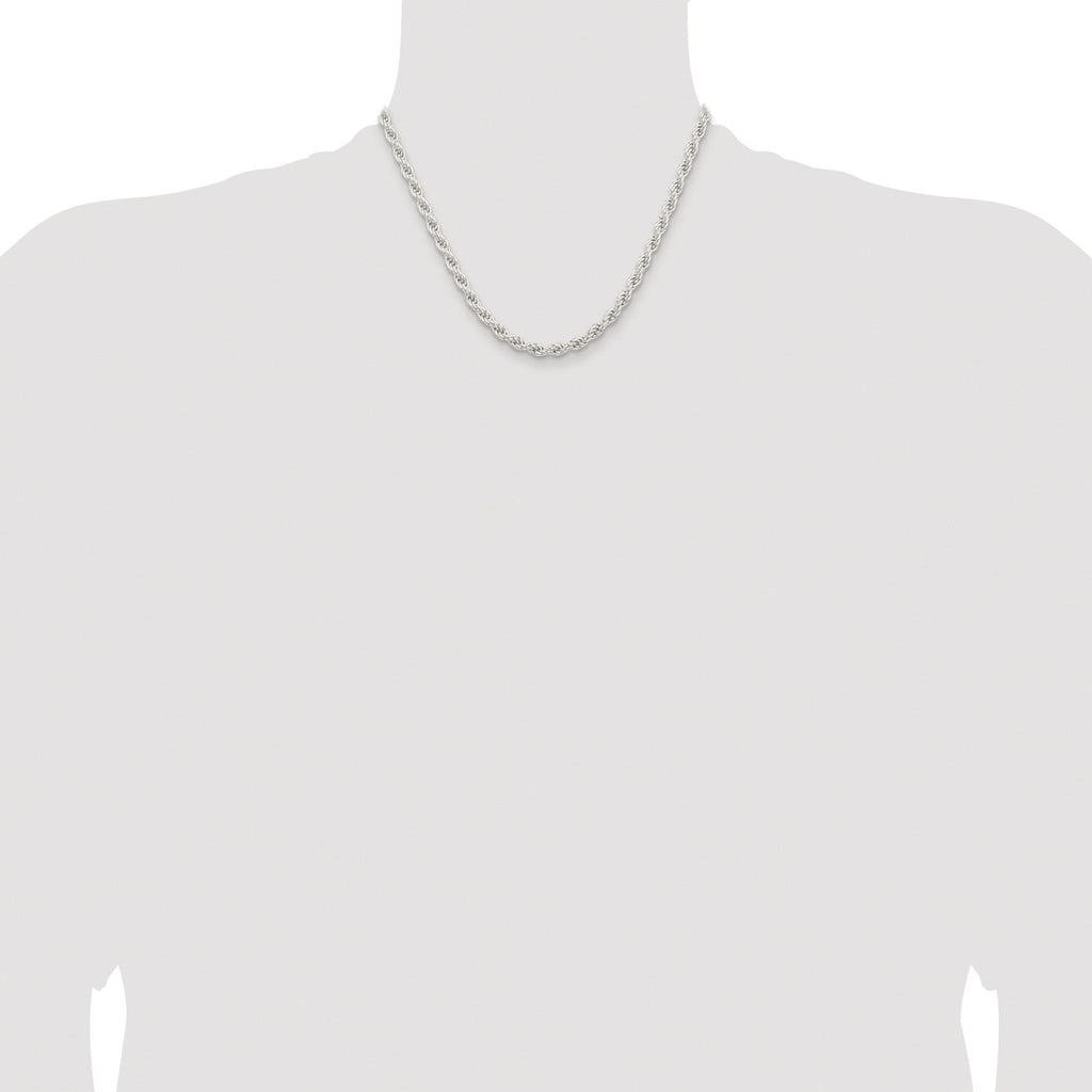 Sterling Silver Rhodium-plated 5mm Solid Rope Chain