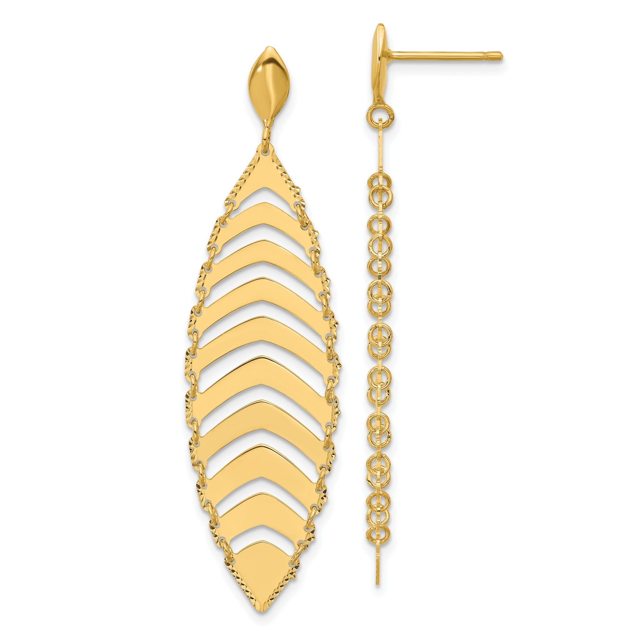 14k Polished D/C Post Dangle Leaf Earrings Main image