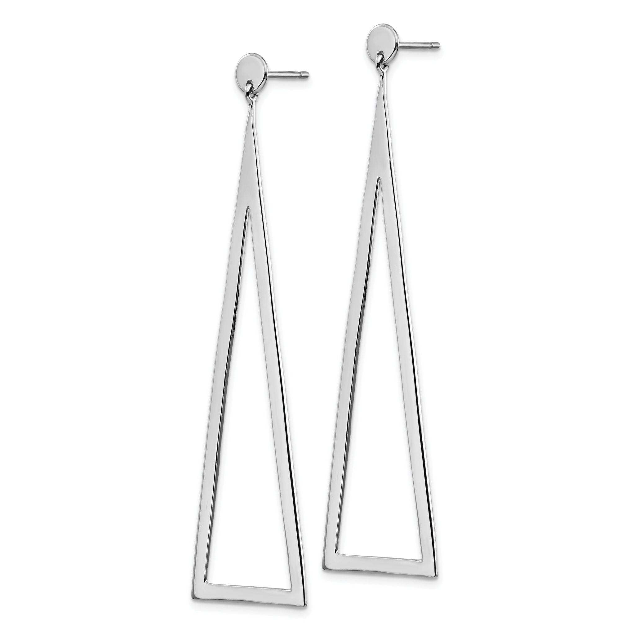 Sterling Silver Rhodium-plated Polished Triangle Post Dangle Earrings Secondary image
