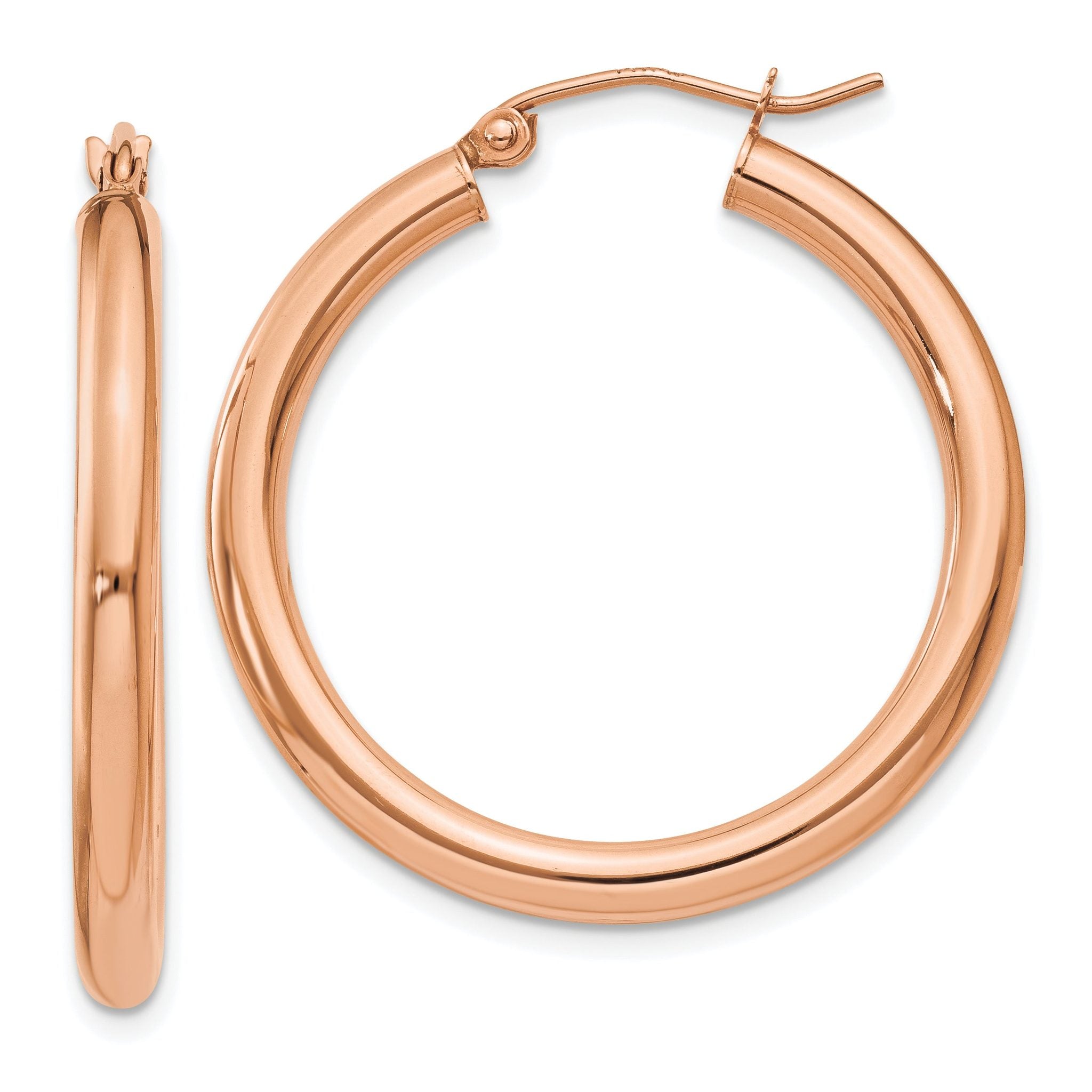 14K Rose Gold Lightweight Hoop Earrings with Polished Finish for Women Main image