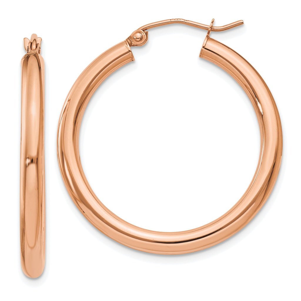 14K Rose Gold Lightweight Hoop Earrings with Polished Finish for Women