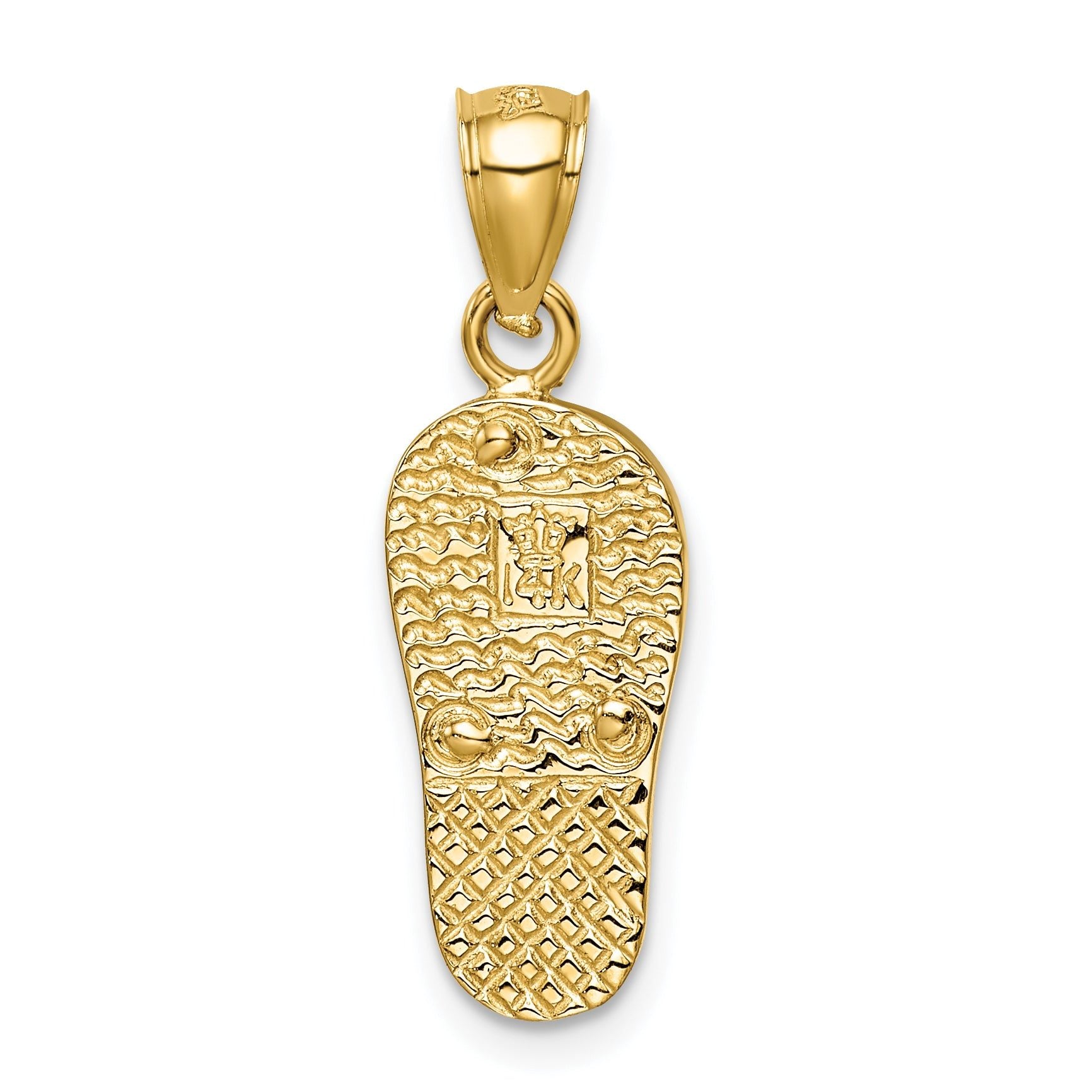 14K Gold Polished Flip Flop Pendant with White Opal and Multi-Colored Accents