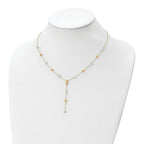14K Two-Tone  Polished Adjustable Beaded Y-Drop Necklace