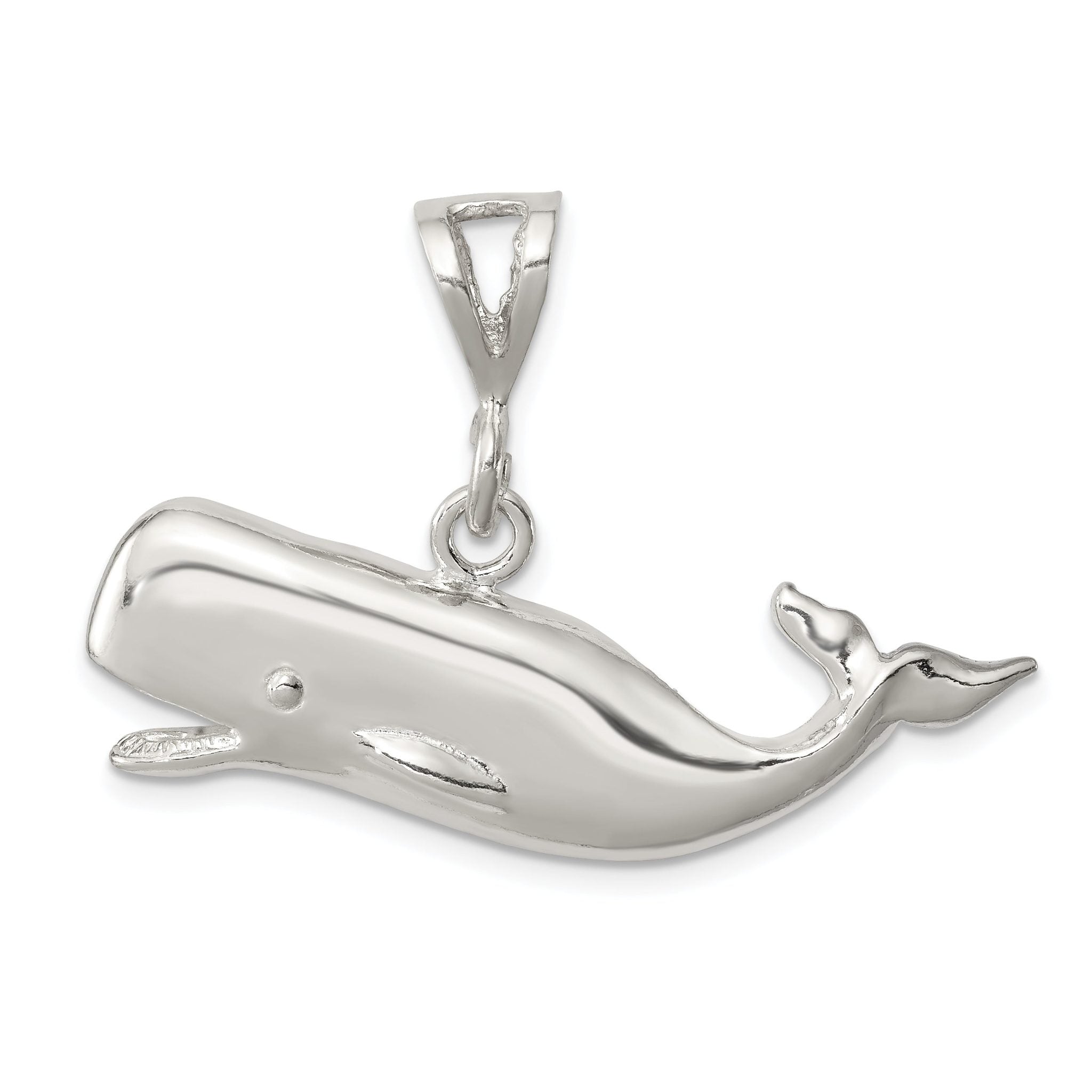 Sterling Silver 925 Whale Pendant with Polished Finish and Anti-Tarnish Design